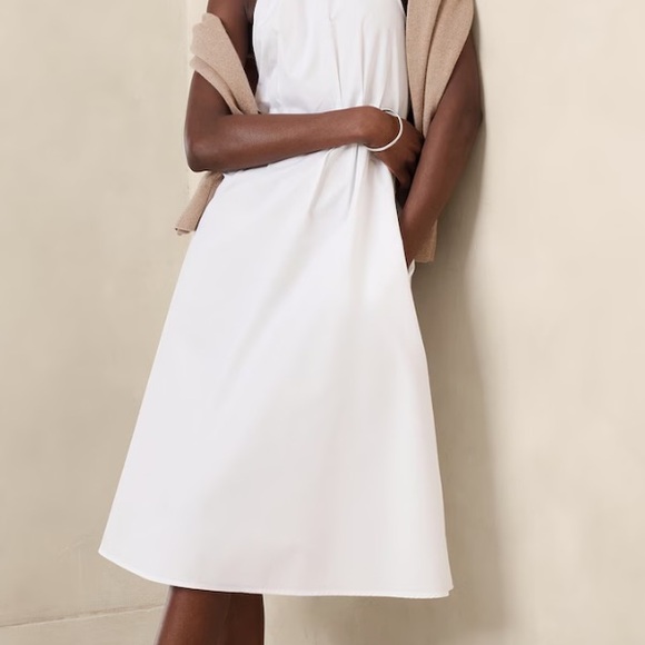 ✨✨NWT BANANA REPUBLIC POPLIN HALTER MIDI DRESS - Picture 3 of 5